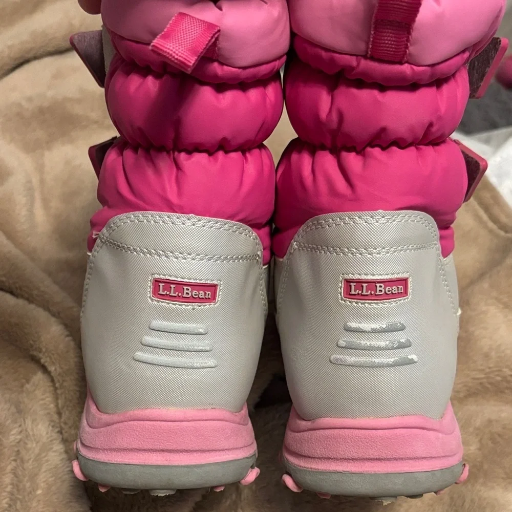 L.L. Bean Pink and Silver Kids Snow Boots